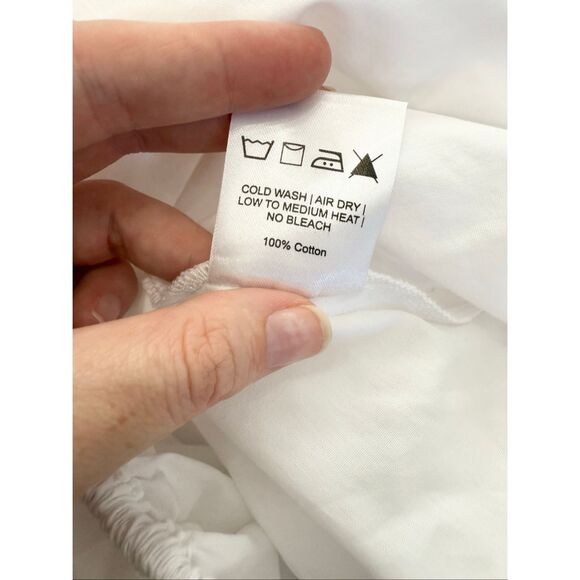 Mie Womens Cotton V Neck Ruched Balloon Sleeve Yubu Top White Size Medium NWT - Picture 6 of 6